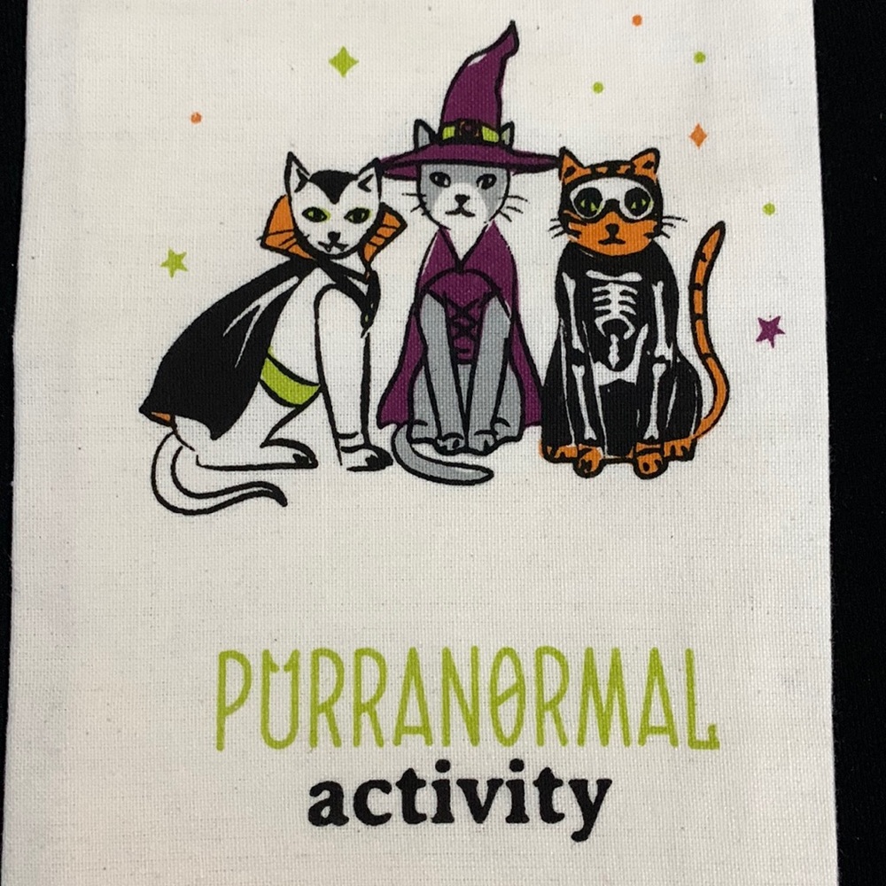 DII Kitchen towel with Halloween Theme cats in costumes